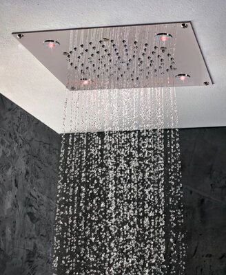 Veľkoplošná sprchová ružica 260 x 260 mm s osvetlením LED RGB