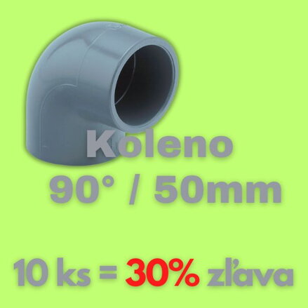 Bazénové koleno 90st/50mm, bazénová tvarovka na lepenie 10 ks 