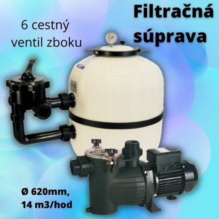 Bazénová filtračná sada, laminátový filter a čerpadlo, 14 m3/hod,  620mm