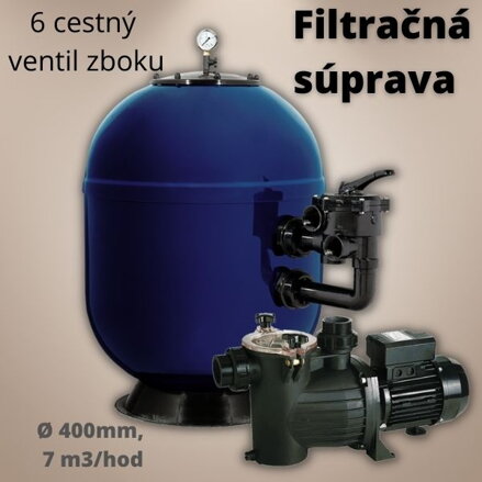 Bazénová filtračná sada, laminátový filter a čerpadlo, 7 m3/hod,  400mm