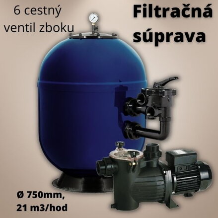 Bazénová filtračná sada, laminátový filter a čerpadlo, 21 m3/hod,  750mm