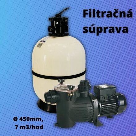 Bazénová filtračná sada, laminátový filter a čerpadlo, 7 m3/hod,  450mm