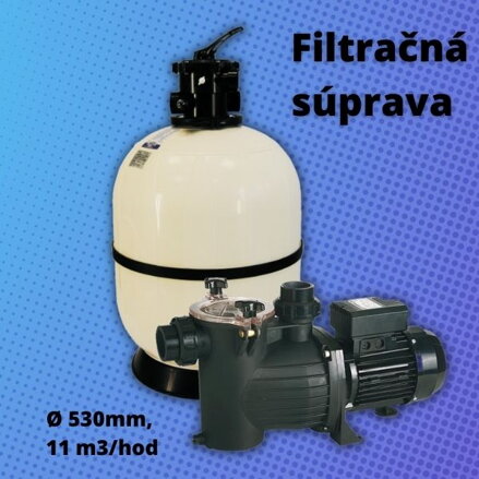 Bazénová filtračná sada, laminátový filter a čerpadlo, 11 m3/hod,  530mm