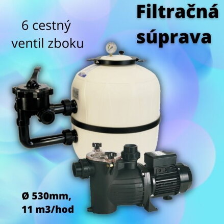 Bazénová filtračná sada, laminátový filter a čerpadlo, 11 m3/hod,  530 mm