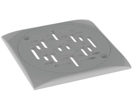 Sivá mriežka s prírubou pre výpusť ACIS z ABS plastu 194 x 194 mm