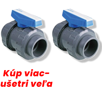 2ks Guľový bazénový ventil 50mm PIMTAS PVC-U