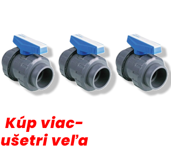 3ks Guľový bazénový ventil 50mm PIMTAS PVC-U
