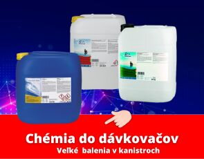 Tekutá bazénová chémia, chlórová a kyslíková, v bandaskách, pre bezpečnú manipuláciu