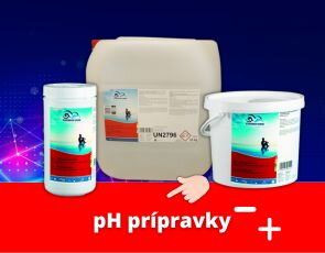 PH mínus, PH plus, prípravky na zníženie a zvýšenie pH v bazénovej a vírivkovej vode
