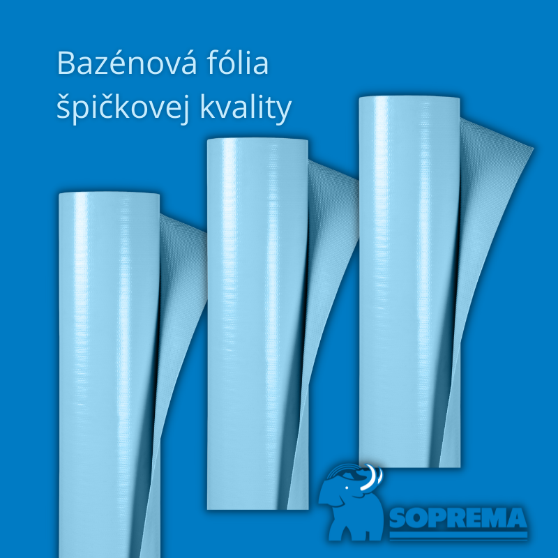 Ťažká jednofarebná bazénová PVC fólia  azúrová modrá