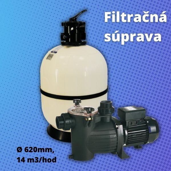 Bazénová filtračná sada, laminátový filter a čerpadlo, 14 m3/hod,  620mm