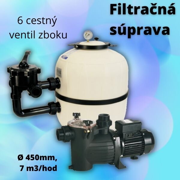 Bazénová filtračná sada, laminátový filter a čerpadlo, 7 m3/hod,  450mm