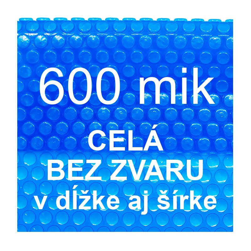 Solárna plachta 3, 3,5, 4 m šírka - fólia na bazén 600 mikrónov modrá - celá bez zvaru