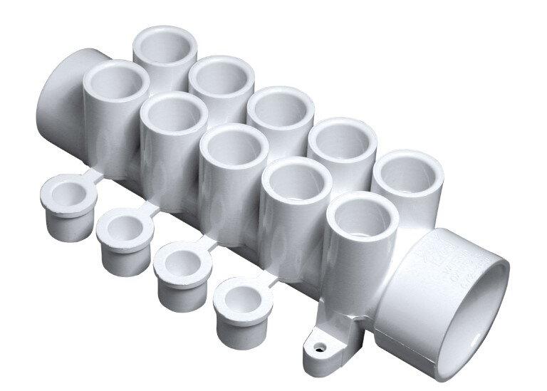Rozdelovač vírivkový 1,5" x 1,5" Spigot x (10) 1/2” pre hydromasáž