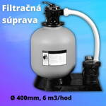 Bazénová filtrácia, filtračný set, priemer 400 mm, 6m3/hod