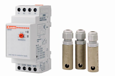 Elektronické automatické monitorovanie hladiny + 3x sonda (montáž na DIN lištu)