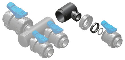 Rozdeľovač - Predĺženie rozdeľovača - 1x priame pripojenie ventilu 50 mm