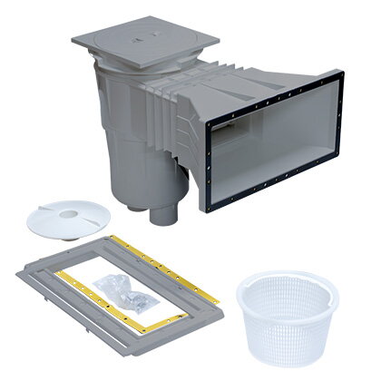 Skimmer 17,5 l, na fóliu, s mosadznými zátkami, široké hrdlo, RAL7004