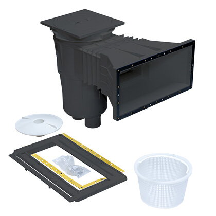 Skimmer 17,5 l, na fóliu, s mosadznými zátkami, široké hrdlo, RAL7016