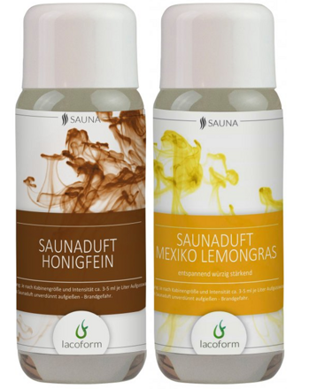Sada saunových esencií 2x250 ml - Med + citrónová tráva