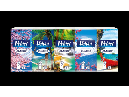 VELVET Classic hygienické papírové kapesníčky 3vrstvé, 10 x 10 ks